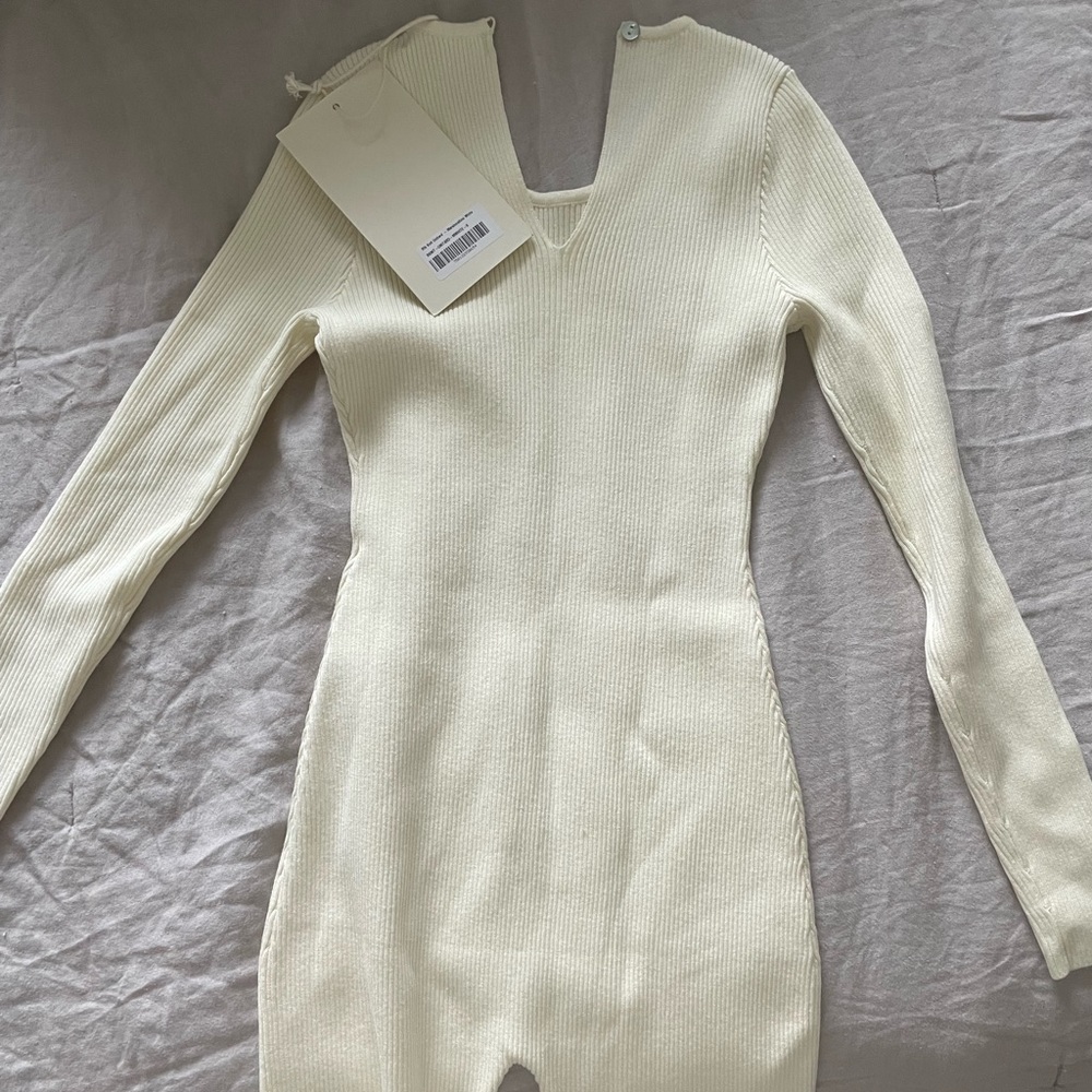 Adanola Rib Knit Unitard | Marshmallow NEVER WORN (Size Small) - Picture 3 of 5